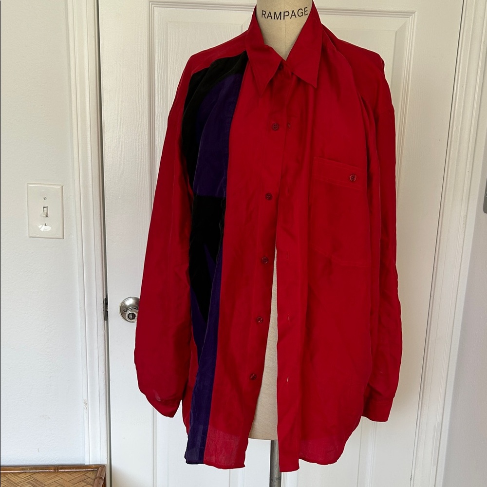 Red and Blue Men's Dress Shirt